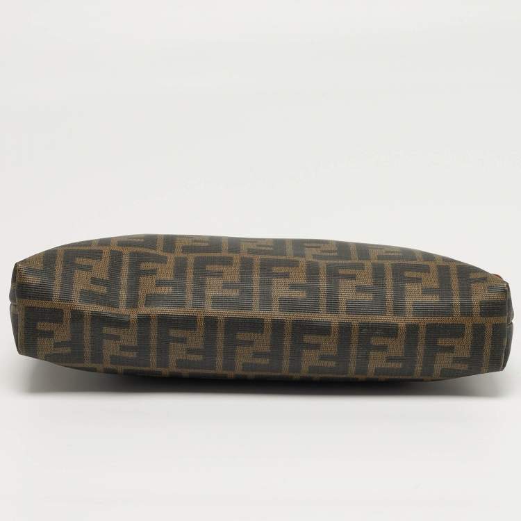 Pre Owned Fendi Tobacco/Brown Zucca Coated Canvas Zip Pouch