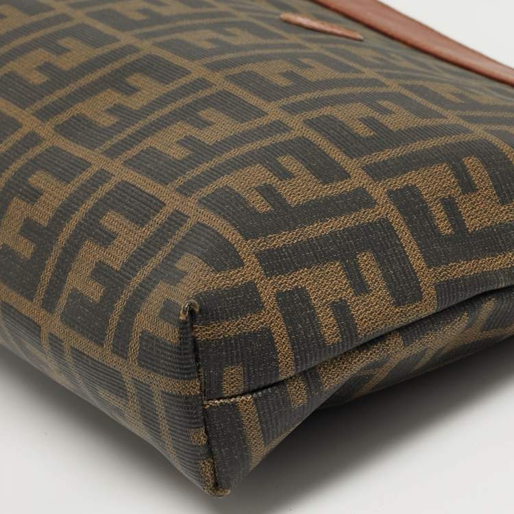 Pre Owned Fendi Tobacco/Brown Zucca Coated Canvas Zip Pouch