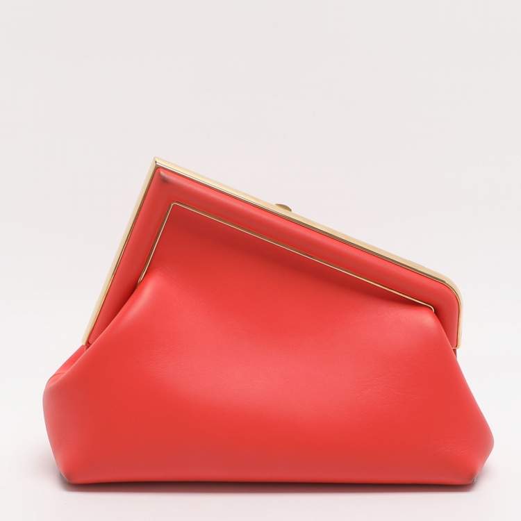 Pre Owned Fendi Fendi First Small Red Leather Clutches