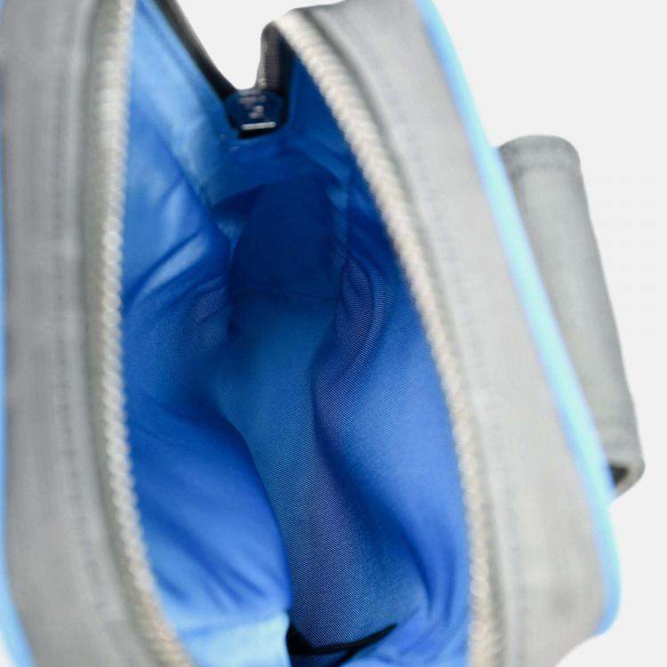 Pre Owned Fendi Grey Ombre Canvas Blue Trim Vertical Crossbody