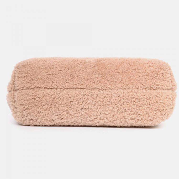 Pre Owned Fendi Pink Shearling Small First Clutch with Strap