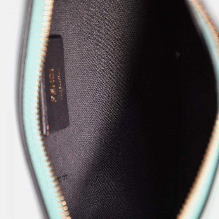 Pre Owned Fendi Blue Leather 'Fendigraphy' Shoulder Bag