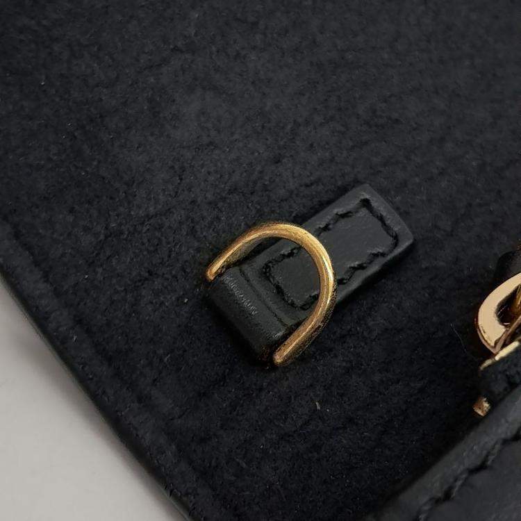 Pre Owned Fendi Black Leather Mini Chain Crossbody Bag