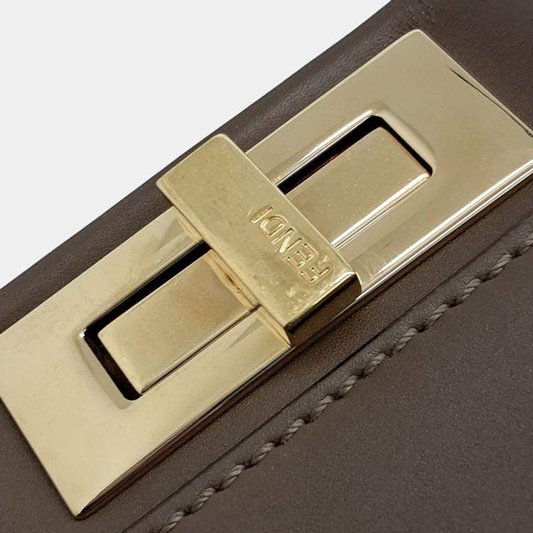 Pre Owned Fendi Brown Leather Peekaboo Medium