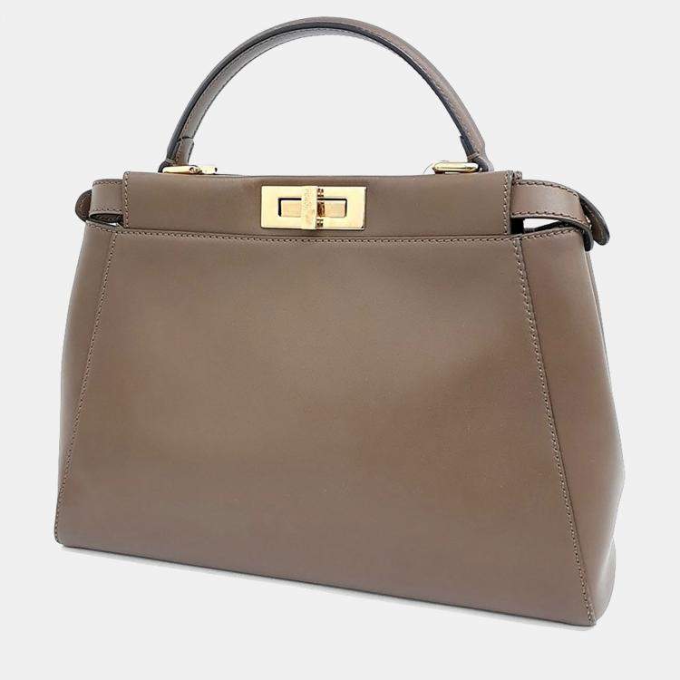 Pre Owned Fendi Brown Leather Peekaboo Medium