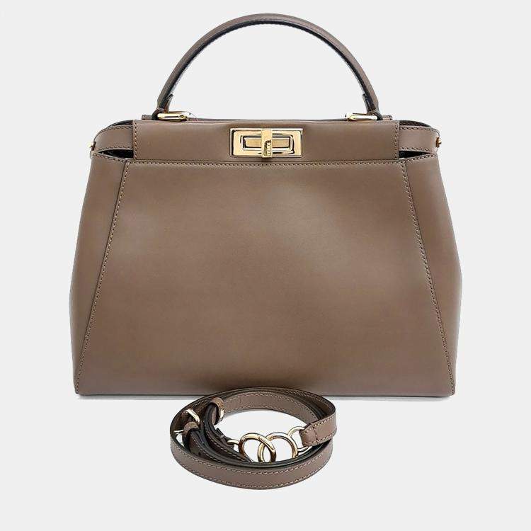 Pre Owned Fendi Brown Leather Peekaboo Medium
