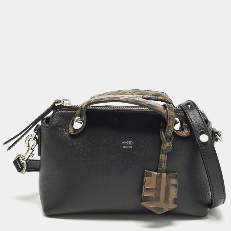 Pre Owned Fendi By The Way Mini Black/Brown Leather Crossbody Bag