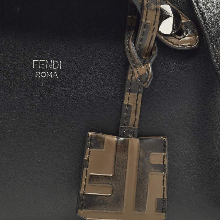 Pre Owned Fendi By The Way Mini Black/Brown Leather Crossbody Bag