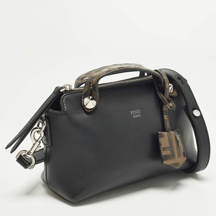 Pre Owned Fendi By The Way Mini Black/Brown Leather Crossbody Bag