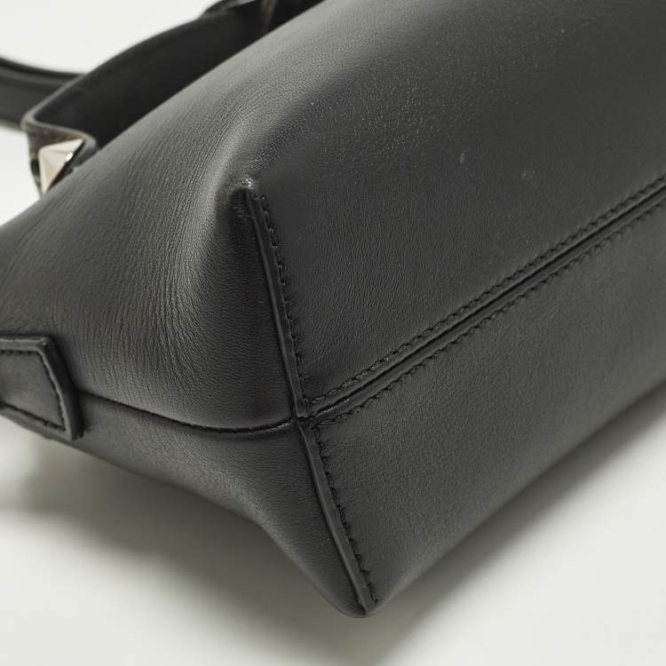 Pre Owned Fendi By The Way Mini Black/Brown Leather Crossbody Bag