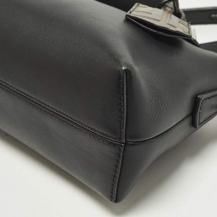 Pre Owned Fendi By The Way Mini Black/Brown Leather Crossbody Bag