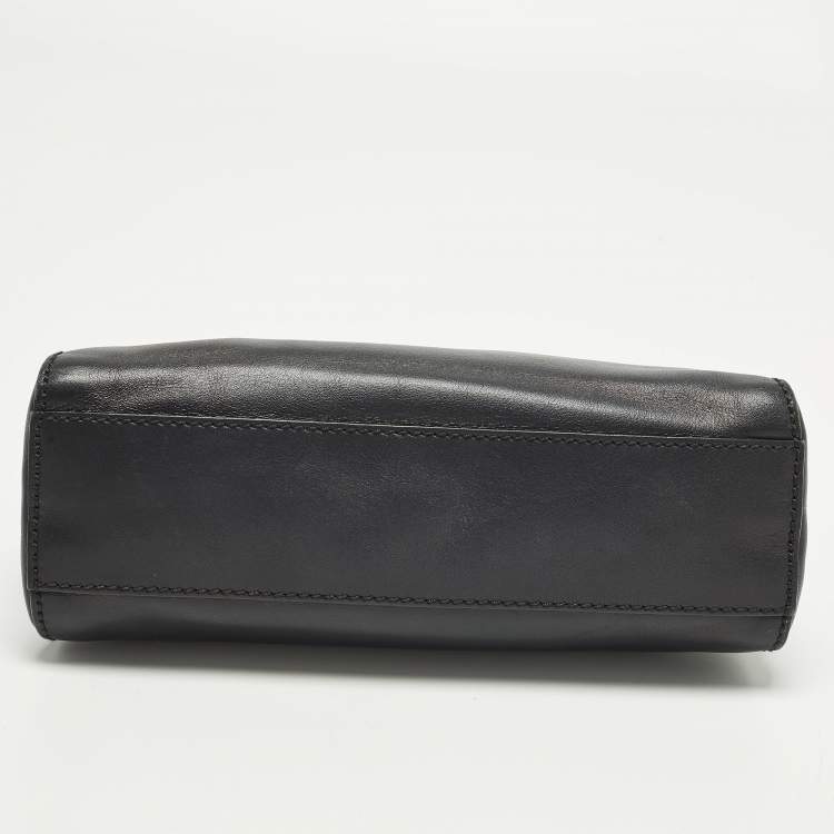 Pre Owned Fendi Peekaboo Mini Black Leather Top Handle Bag