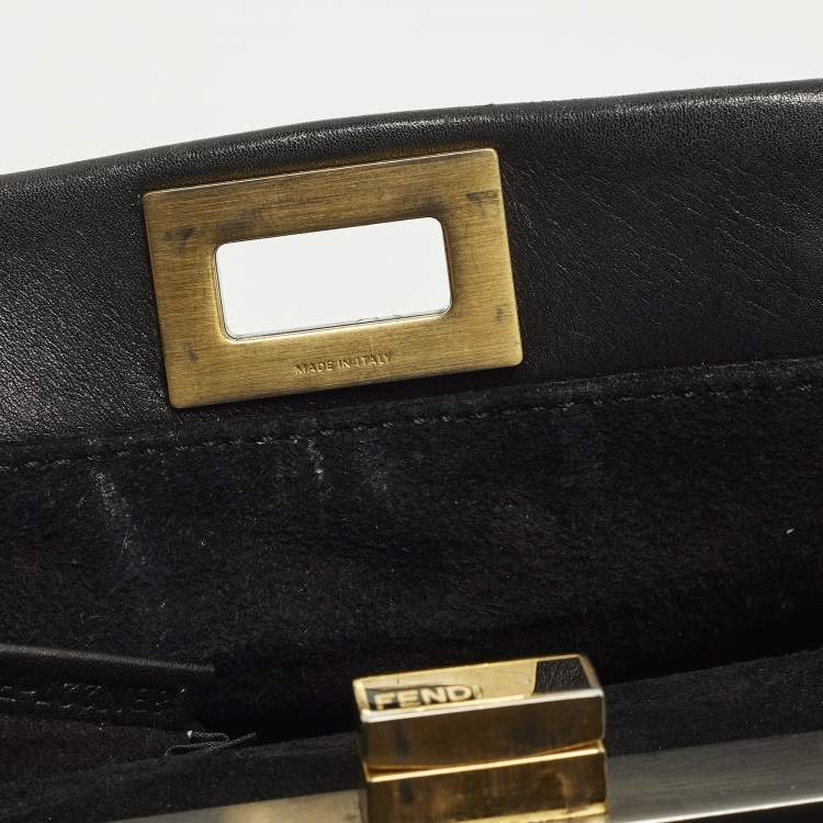 Pre Owned Fendi Peekaboo Mini Black Leather Top Handle Bag