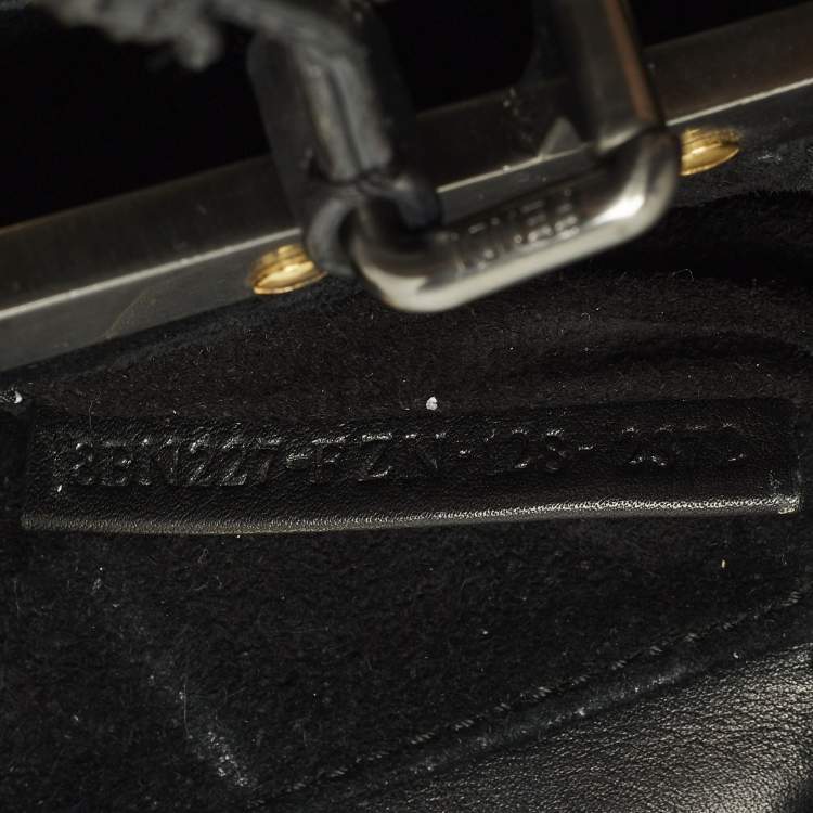 Pre Owned Fendi Peekaboo Mini Black Leather Top Handle Bag