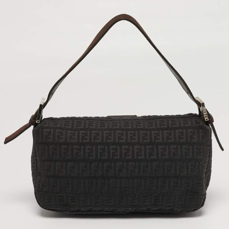 Pre Owned حقيبة باغيت فيندي قماش أبيض / أصفر وزخرفة جلد ثعبان عتيقة