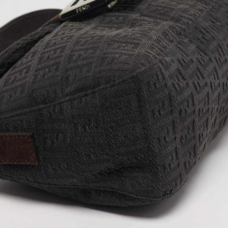 Pre Owned حقيبة باغيت فيندي قماش أبيض / أصفر وزخرفة جلد ثعبان عتيقة