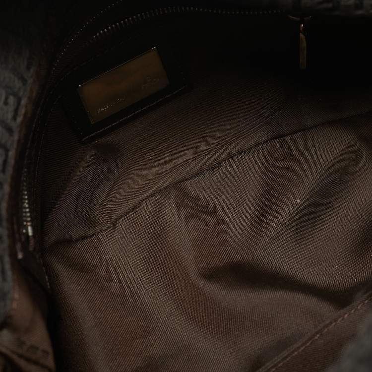 Pre Owned حقيبة باغيت فيندي قماش أبيض / أصفر وزخرفة جلد ثعبان عتيقة