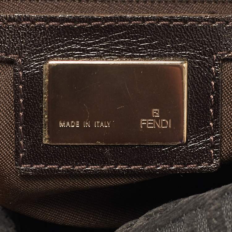 Pre Owned حقيبة باغيت فيندي قماش أبيض / أصفر وزخرفة جلد ثعبان عتيقة