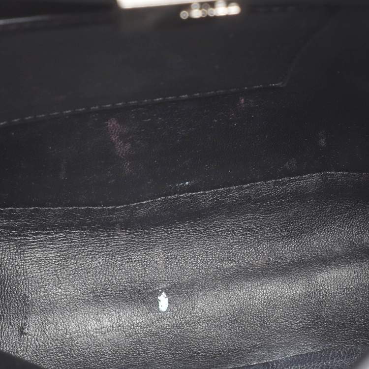 Pre Owned Fendi Ruffle Peekaboo Mini Black Leather Top Handle Bag