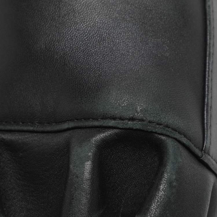 Pre Owned Fendi Ruffle Peekaboo Mini Black Leather Top Handle Bag