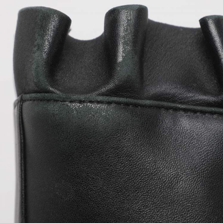 Pre Owned Fendi Ruffle Peekaboo Mini Black Leather Top Handle Bag