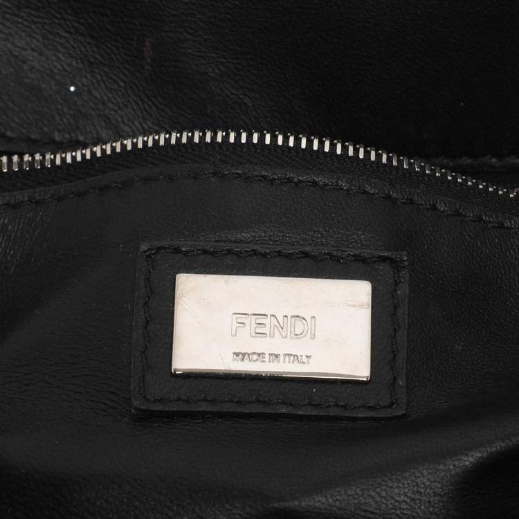 Pre Owned Fendi Ruffle Peekaboo Mini Black Leather Top Handle Bag