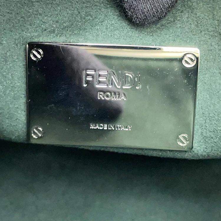 Pre Owned Fendi Zucca 2-Way Black White Fur Leather Mini Bag