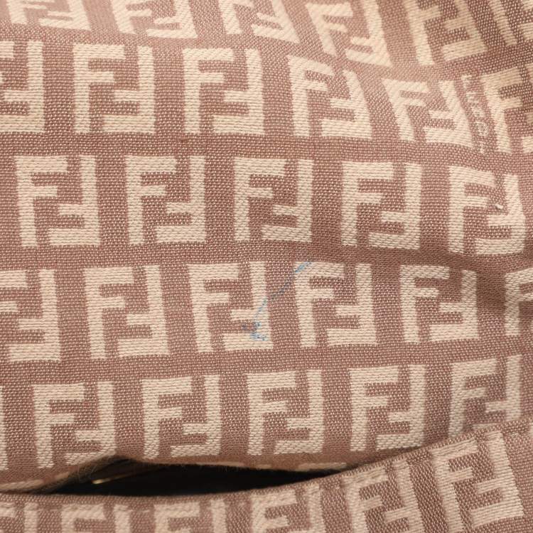 Pre Owned Fendi Mama Baguette Mini Pink Zucchino Canvas and Leather Bag