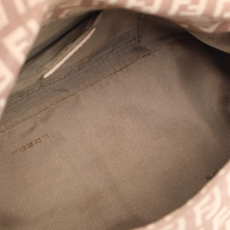 Pre Owned Fendi Mama Baguette Mini Pink Zucchino Canvas and Leather Bag