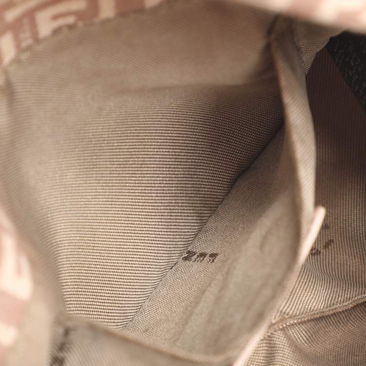 Pre Owned Fendi Mama Baguette Mini Pink Zucchino Canvas and Leather Bag