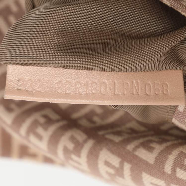 Pre Owned Fendi Mama Baguette Mini Pink Zucchino Canvas and Leather Bag