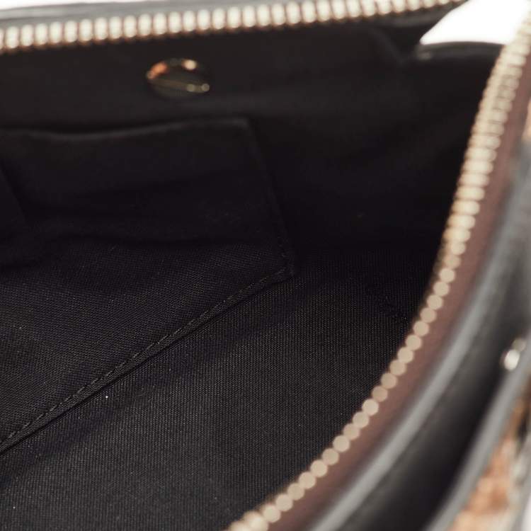 Pre Owned Fendi By The Way Mini Black Leather and Python Trim Flowerland Shoulder Bag