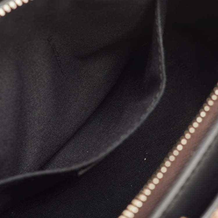 Pre Owned Fendi By The Way Mini Black Leather and Python Trim Flowerland Shoulder Bag