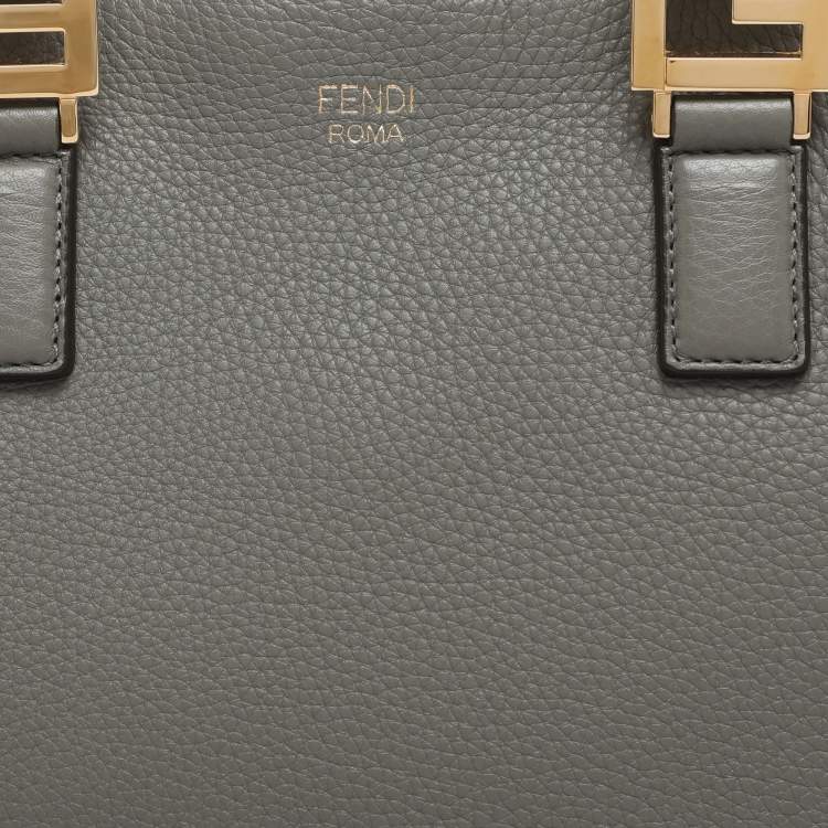 Pre Owned Fendi Gloria Small Grey Selleria Leather Tote