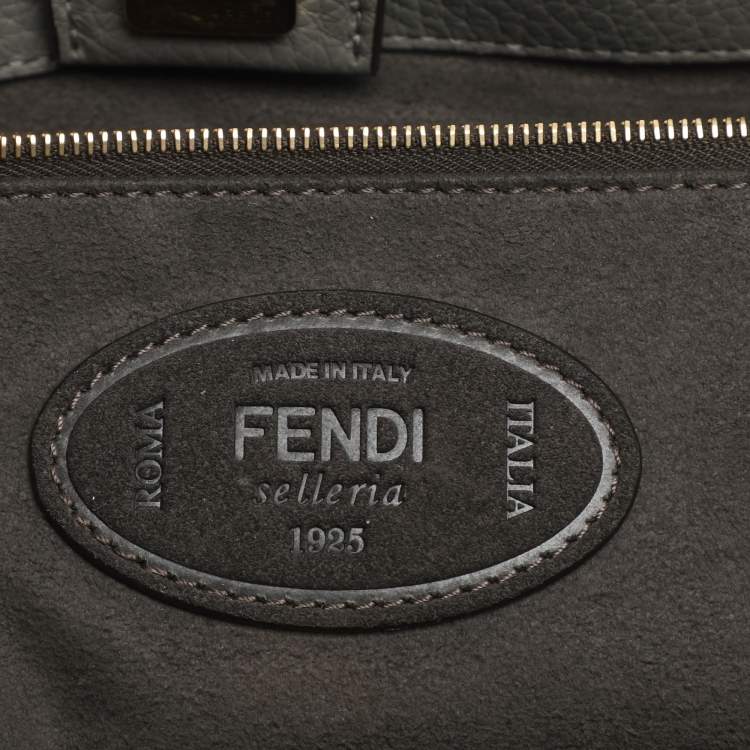 Pre Owned Fendi Gloria Small Grey Selleria Leather Tote