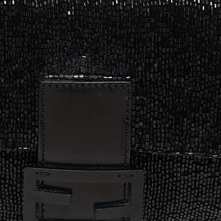 مملوكة مسبقًا Fendi Baguette Black Beaded and Leather Flap Bag