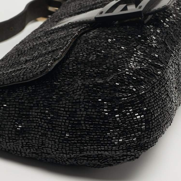 مملوكة مسبقًا Fendi Baguette Black Beaded and Leather Flap Bag