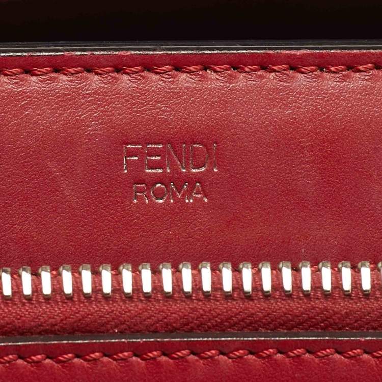 Pre Owned Fendi Dotcom Large Red Leather Top Handle Bag