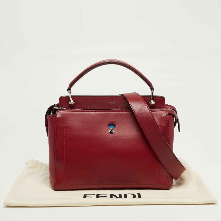 Pre Owned Fendi Dotcom Large Red Leather Top Handle Bag