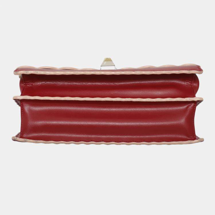 Pre Owned Fendi Smooth Burgundy Leather Kan I Medium Shoulder Bag