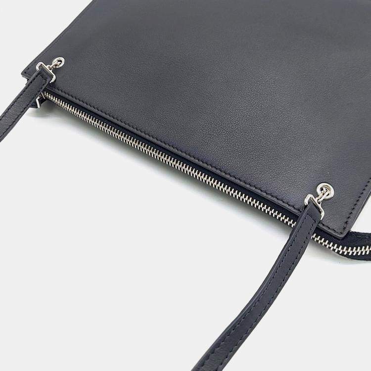 Pre Owned Fendi Black Leather Monster Crossbody Bag