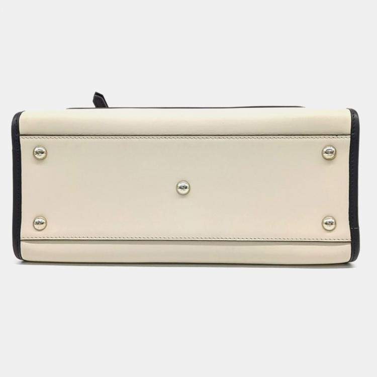 Pre Owned Fendi Black/Cream Leather Runaway Small