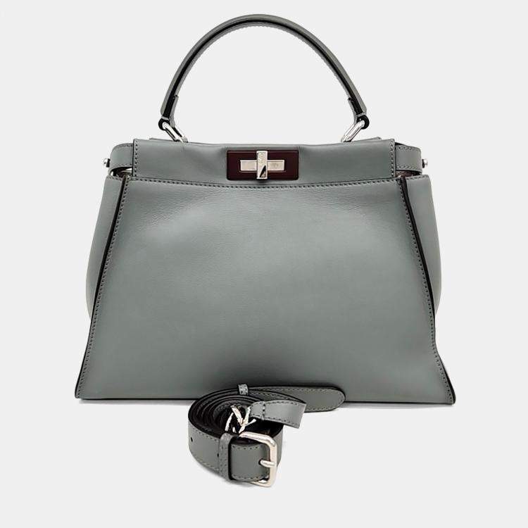 Pre Owned Fendi Grey Leather Peekaboo Regular