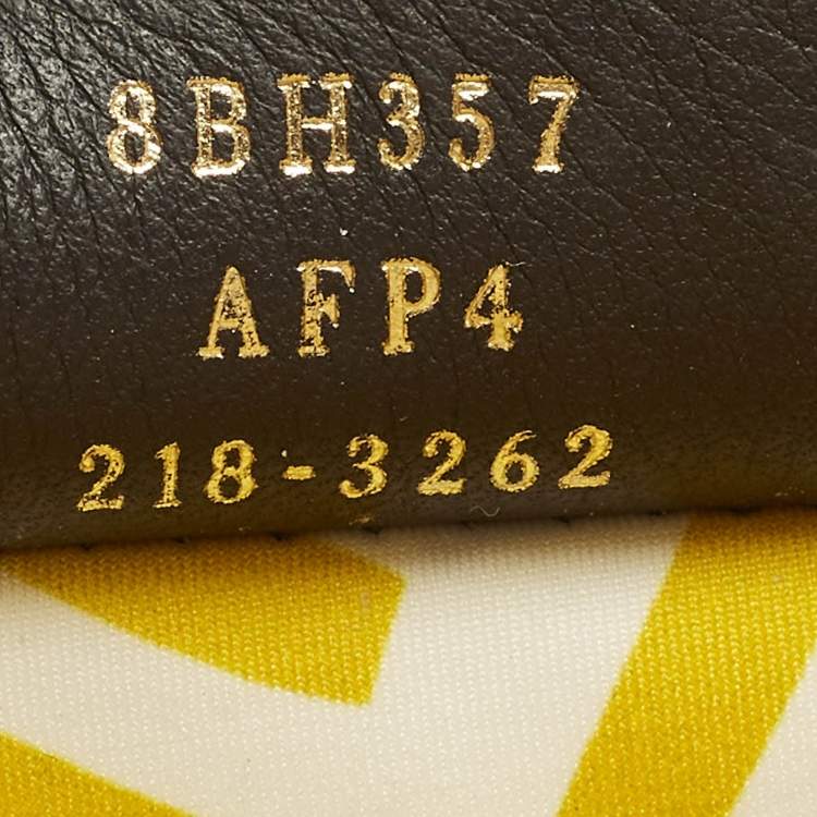 Pre Owned Fendi Mania Large Yellow/White FF Vertigo Coated Canvas Tote