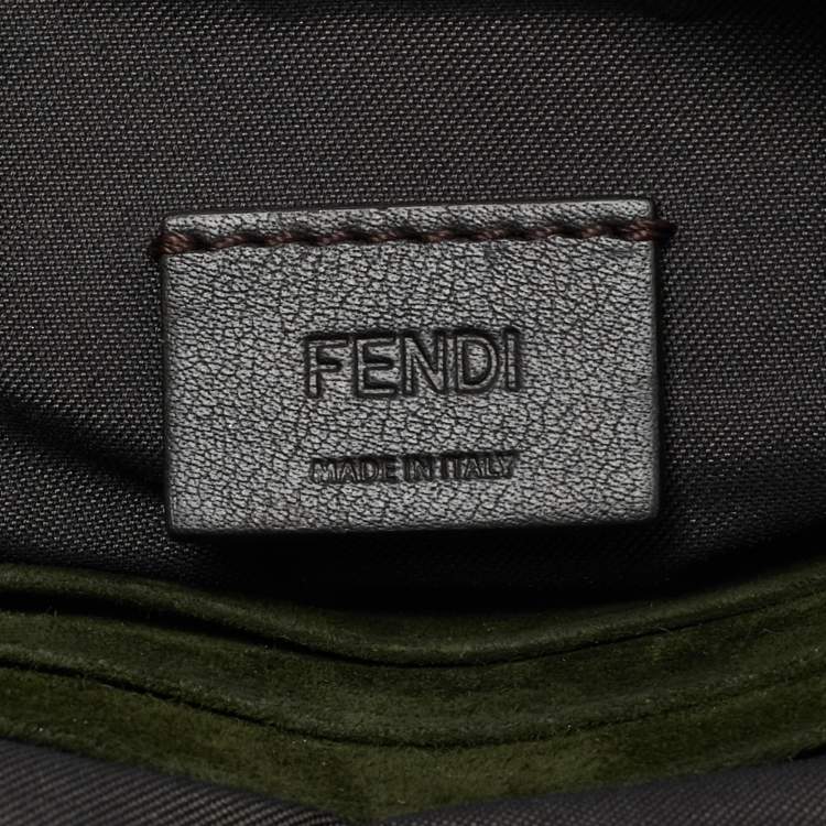 Pre Owned Fendi Baguette Mini Green Suede Shoulder Bag