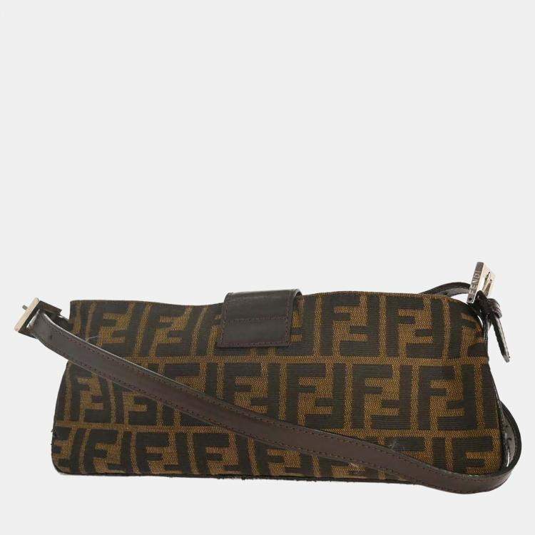 Pre Owned Fendi Brown Zucca Shoulder Bag
