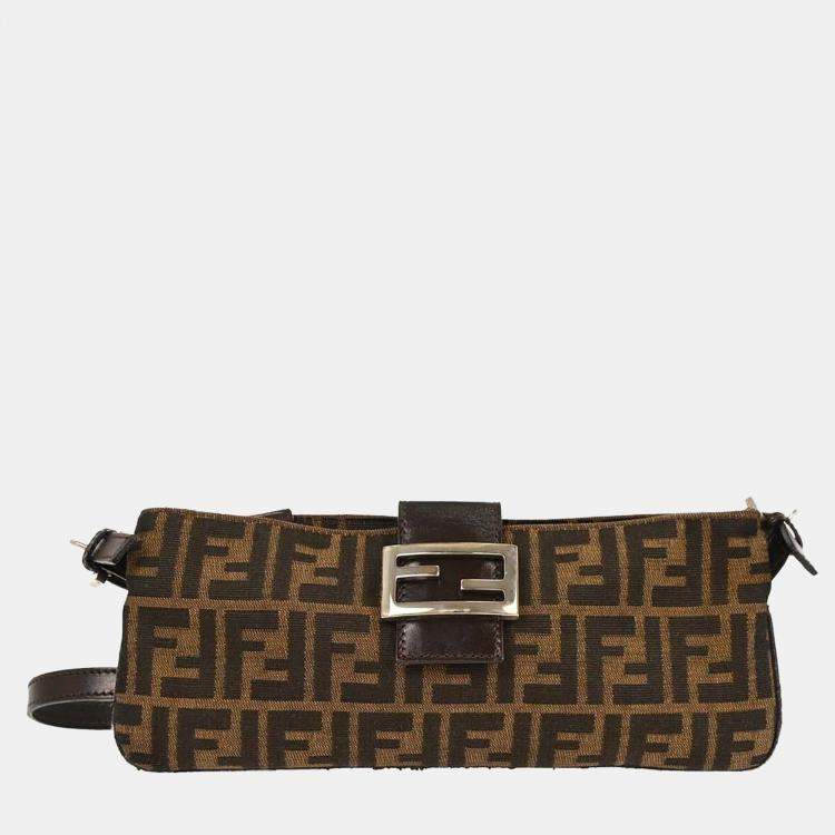 Pre Owned Fendi Brown Zucca Shoulder Bag