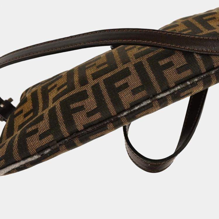Pre Owned Fendi Brown Zucca Shoulder Bag