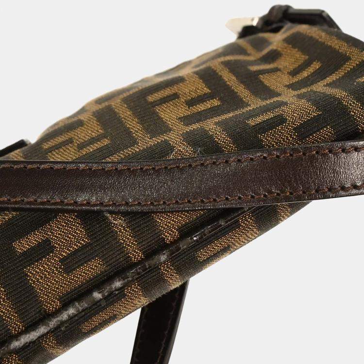 Pre Owned Fendi Brown Zucca Shoulder Bag