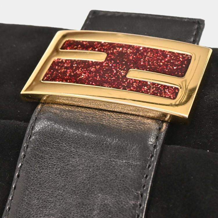 Pre Owned Fendi Black Suede Baguette Handbag